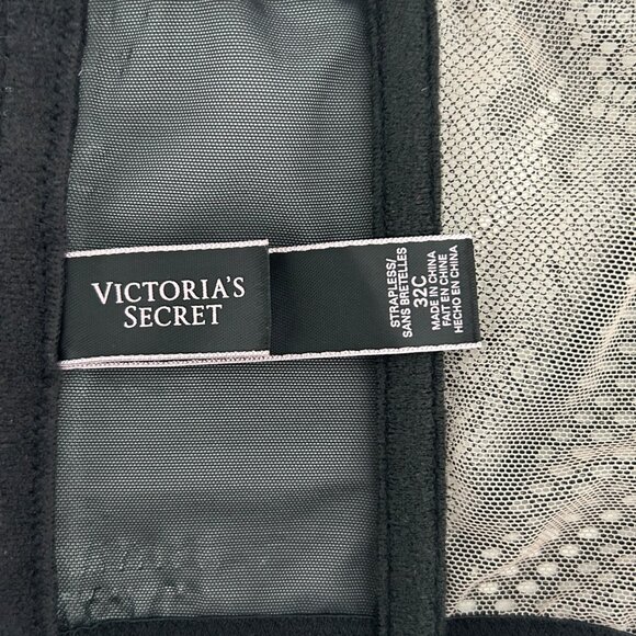 Victoria's Secret Black Floral Lace Corset Bustier Top Bra Vamp Witchy Goth 32C - Picture 12 of 15
